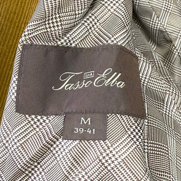 Tasso Elba Corduroy Blazer Tan Camel Medium Sports Coat Leather Buttons Jacket - Picture 5 of 10